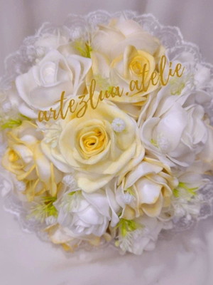 Buquê noiva branco e dourado artezlua.ateliê