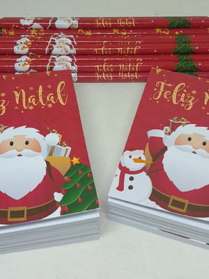 Bloquinho com lápis natal