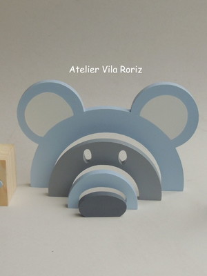 Kit adornos: urso arcos, trio cubos urso aviador e letra!