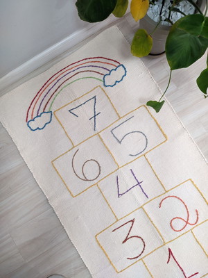 Tapete infantil clean - artesanal arco amarelinha algodão