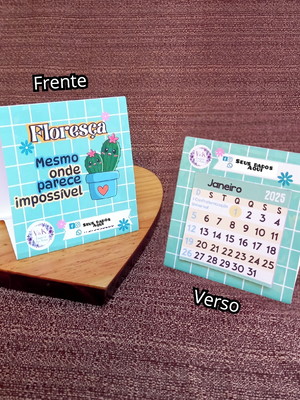 Mini calendário de mesa 2025 personalizado verde