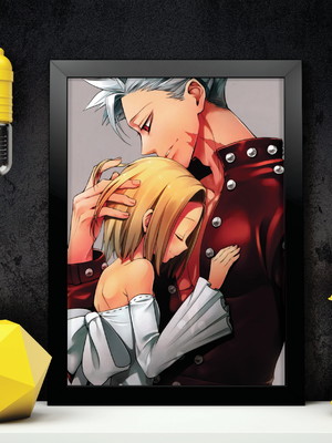 Quadro do nanatsu no taizai ban a4 com moldura e vidro