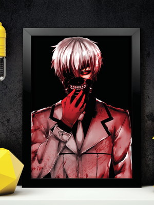 Quadro do tokyo ghoul a4 com moldura e vidro