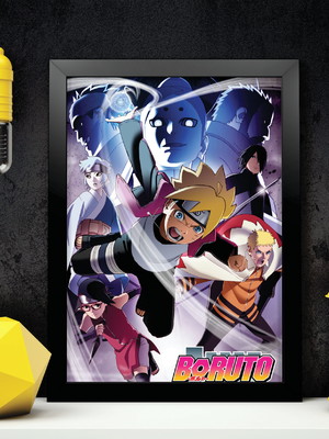 Quadro do boruto a4 com moldura com vidro