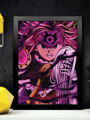 Quadro do nanatsu no taizai a4 com moldura e vidro