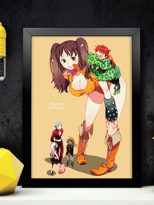 Quadro do nanatsu no taizai a4 com moldura e vidro