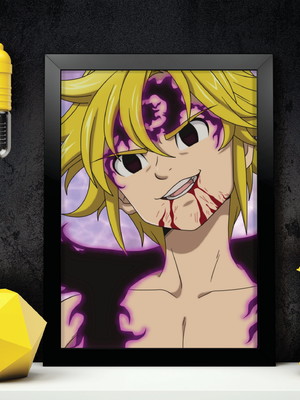 Quadro do nanatsu no taizai a4 com moldura e vidro