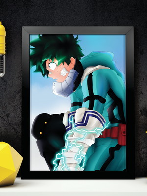 Quadro do boku no hero a4 com moldura e vidro