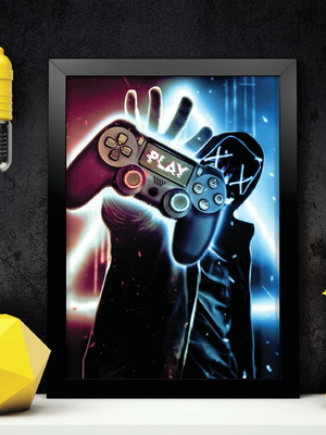 Quadro gamer a4 com moldura com vidro