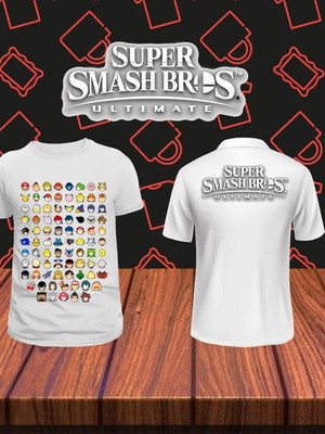 Camiseta branca super smash bros. ultimate - modelo 01