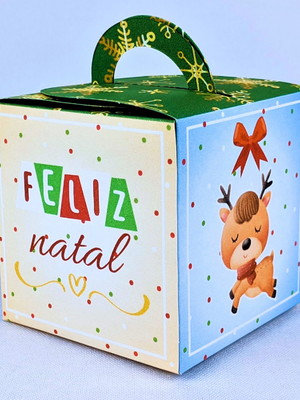 Caixinha natal cubo com alça personalizada infantil