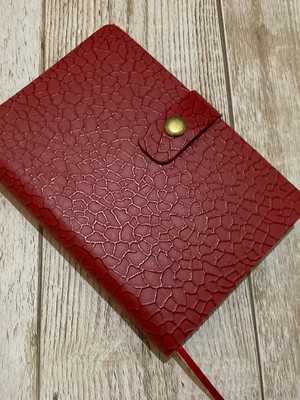 Caderno capa flexível em couro - vermelho