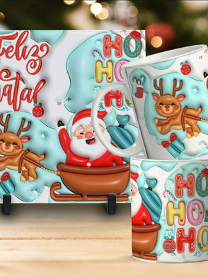 Kit de natal caneca e azulejo