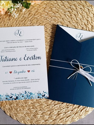 Convite de casamento azul