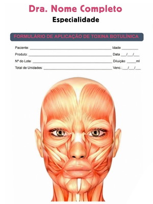 Bloco estética formulário de aplicação de toxina botulínica