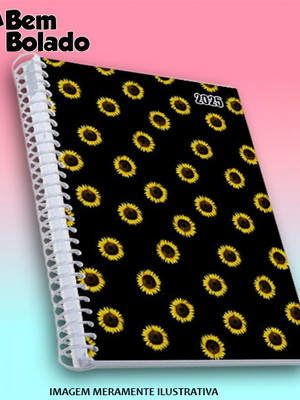 Agenda 2025 girassol flor personalizada amarela