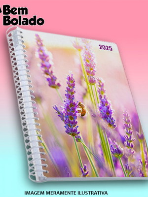 Agenda 2025 lavandas plantação flores roxas personalizada