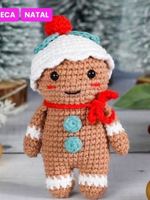 Amigurumi boneco de gengibre de crochê