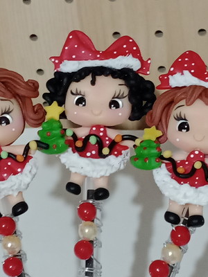 Caneta decorada com biscuit tema natalino dez peças