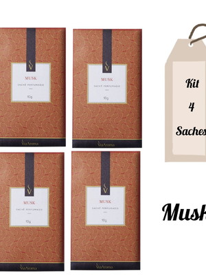 Sachê perfumado musk 10g via aroma- kit 4 unidades