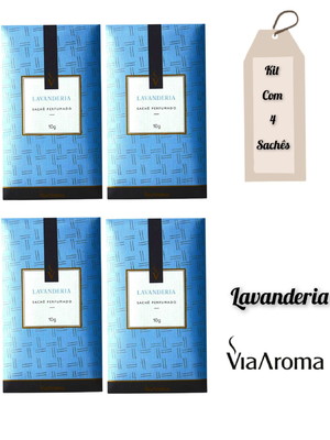 Sachê perfumado lavanderia 10g via aroma - kit 4 unidades