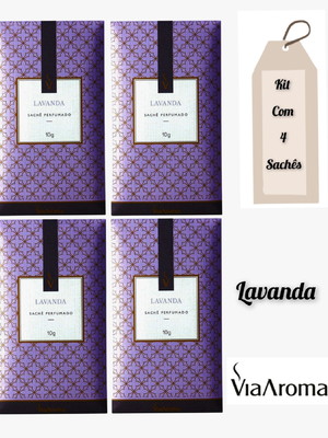 Sachê perfumado lavanda 10g via aroma - kit 4 unidades