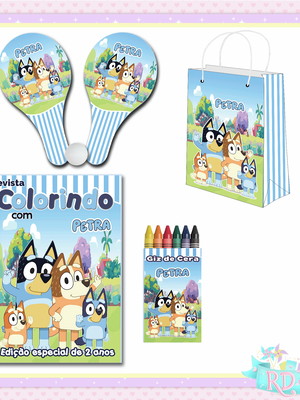 Kit colorir com sacolinha raquete bluey