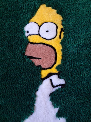 Tapete artesanal tufting homer simpson 55x55 personalizado