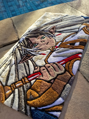Tapete artesanal tufting 40x80 personalizado anime frieren