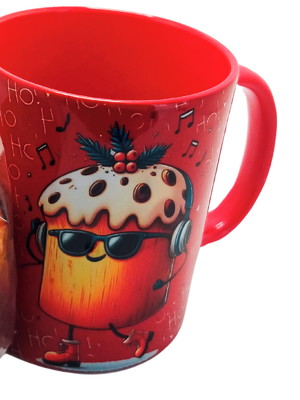 Caneca decorativa natal gente que ama panetone com chaveiro