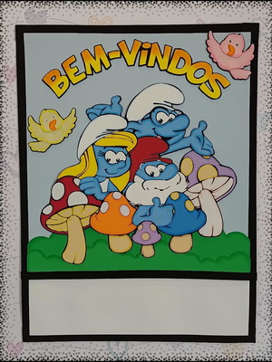 Kit 3 painéis em e.v.a smurfs