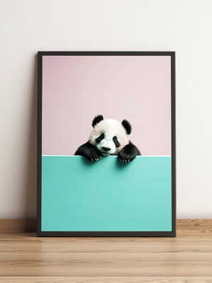 Quadro panda fofinho no muro 361
