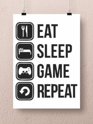 Placa decorativa eat sleep game repeat