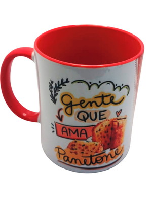 Caneca especial vermelha gente que ama panetone + chaveiro