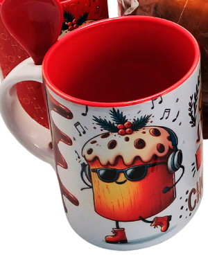 Caneca com colher gente que ama chocotone com chaveiro