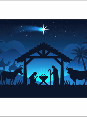 Painel retangular 4x2 em tecido sublimado presépio natal