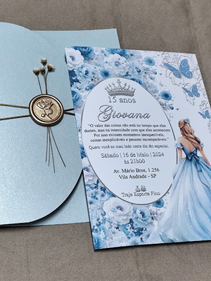 Convite 15 anos luxo azul