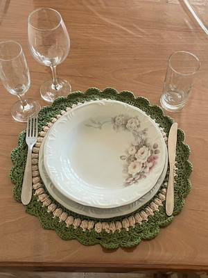 Sousplat de crochê mesa posta kit com 6 peças