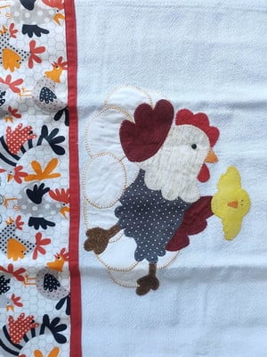 Pano de prato galinha ovos