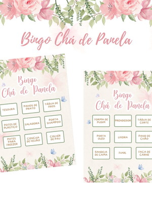 Bingo chá de panela floral (100 cartelas) - pdf