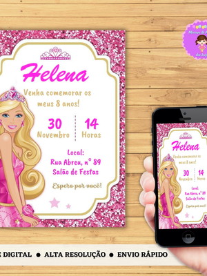 Convite digital virtual barbie