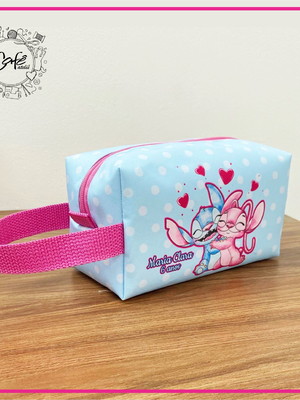 Necessaire box com alça de mão stitch