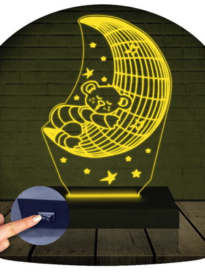 Luminária led 3d urso lua | abajur |