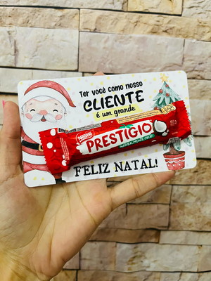 Card cartão com chocolate prestígio lembrança natal