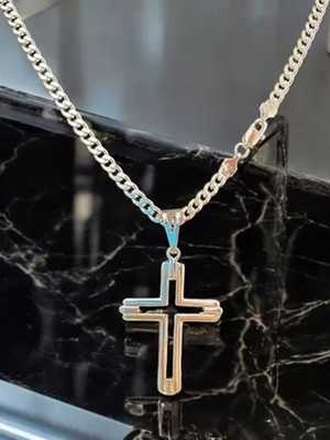 Cordão grumet fecho italiano prata 925 e crucifixo