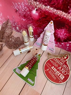 Cartão com hidratante labial natal