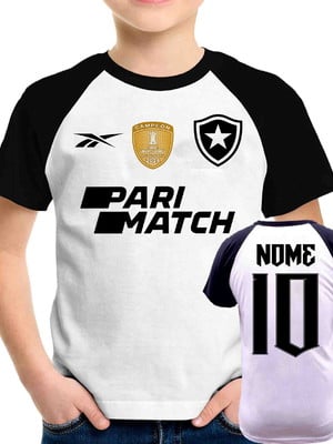 Camiseta infantil botafogo com patch campeao personalizado