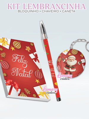 Bloquinho com chaveiro e caneta natal mod.0001