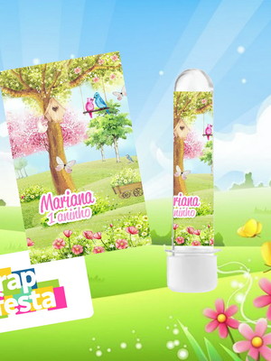 Tubete 13 cm personalizado festa jardim encantado
