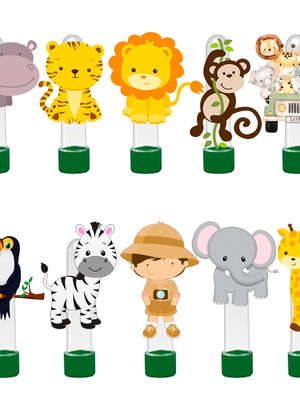 Kit 30 tubete com aplique safari